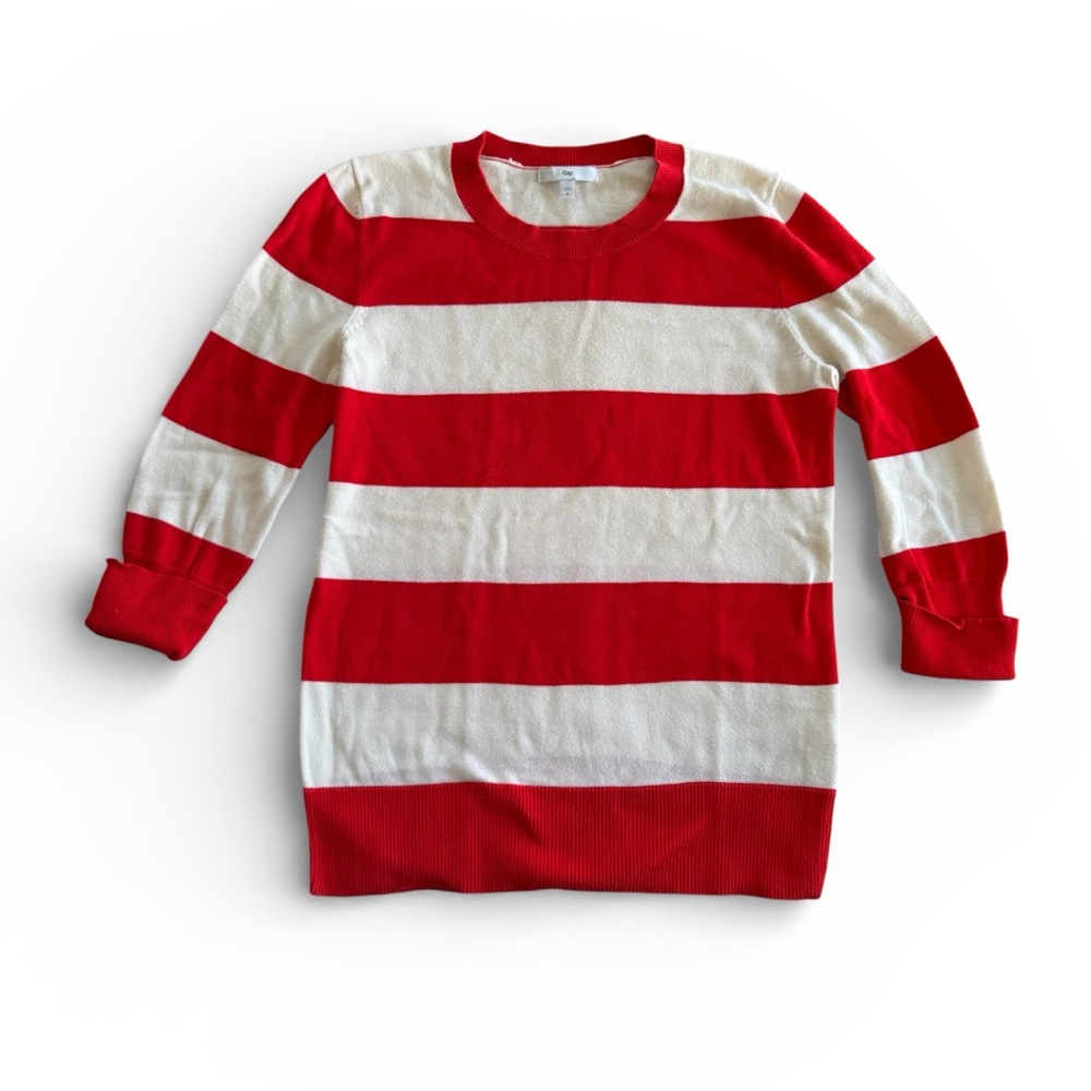 GAP Orange and White Striped Sweater
